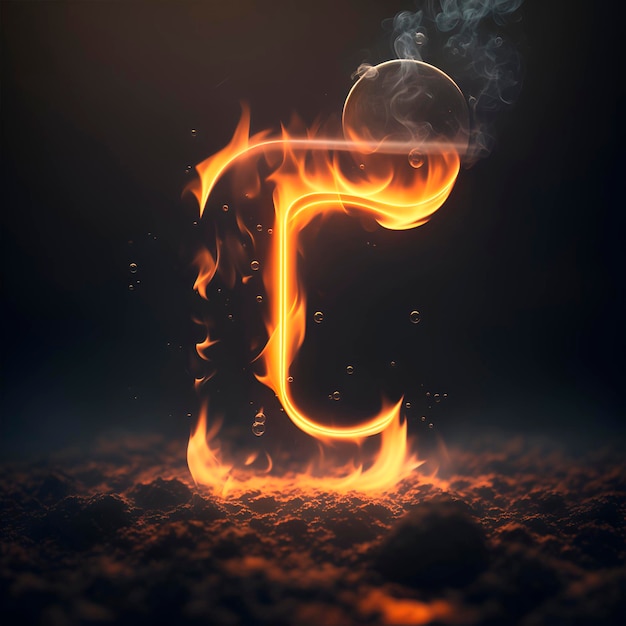 Photo a fire with a letter c on it