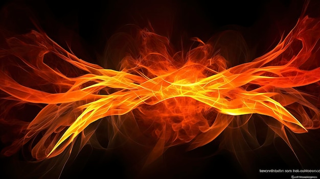 Photo a fire with orange flames on a black background