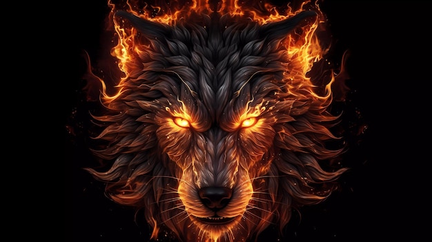 angry wolf on fire artwork' Poster by MK studio | Displate