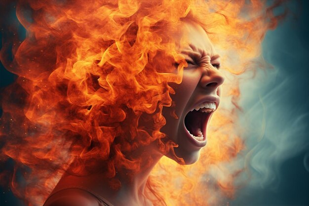 写真 火の女性のハロウィーンのファンタジー ホラー