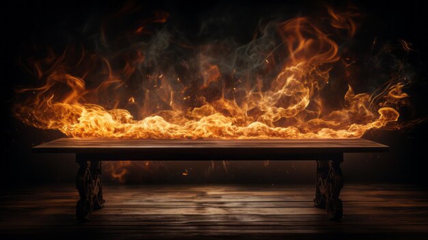 Foto fuoco su un tavolo di legno