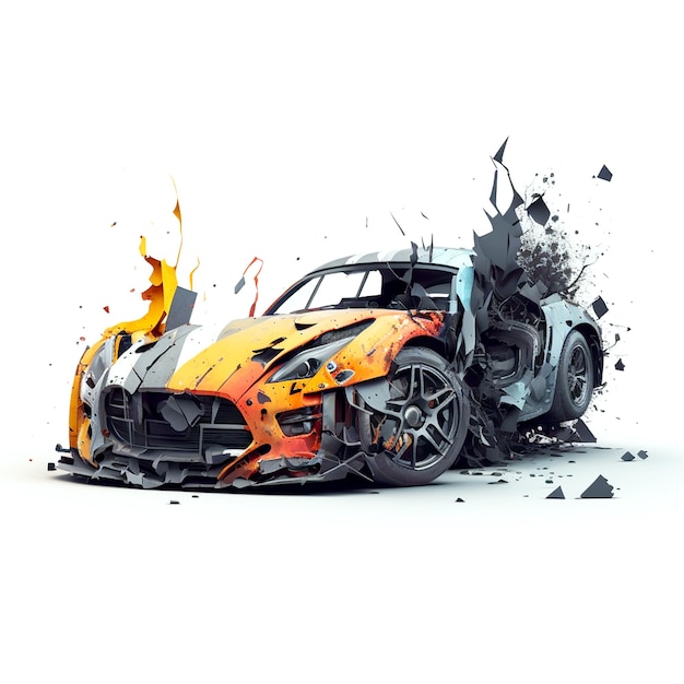 A fireball car is in front of a white background.