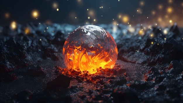 A fireball is lit up by the fire.