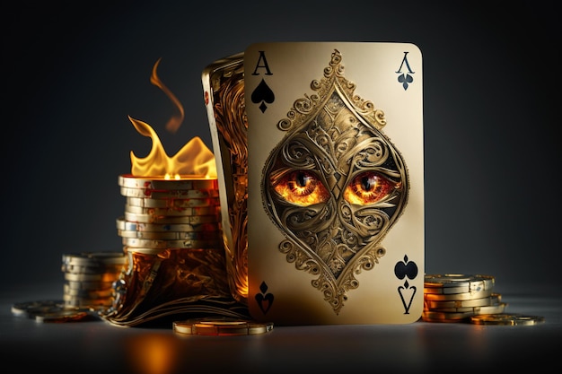 A fireball playing card with the eye of an ace of spades on it.