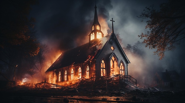 fireChurch HD 8k wall paper Stock Photographic image