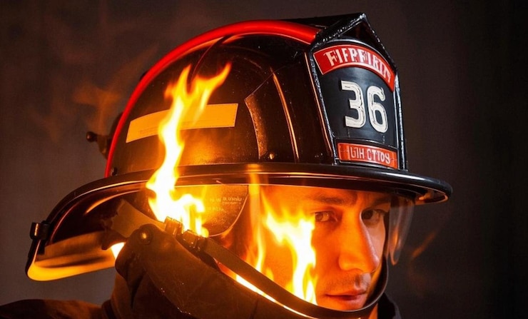 Photo firefighter in action