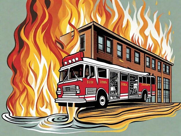 Photo firefighter bus gives water ai image