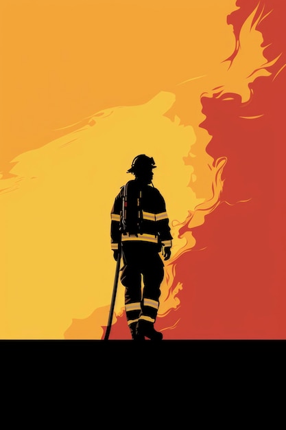 Photo firefighter cartoon illustration