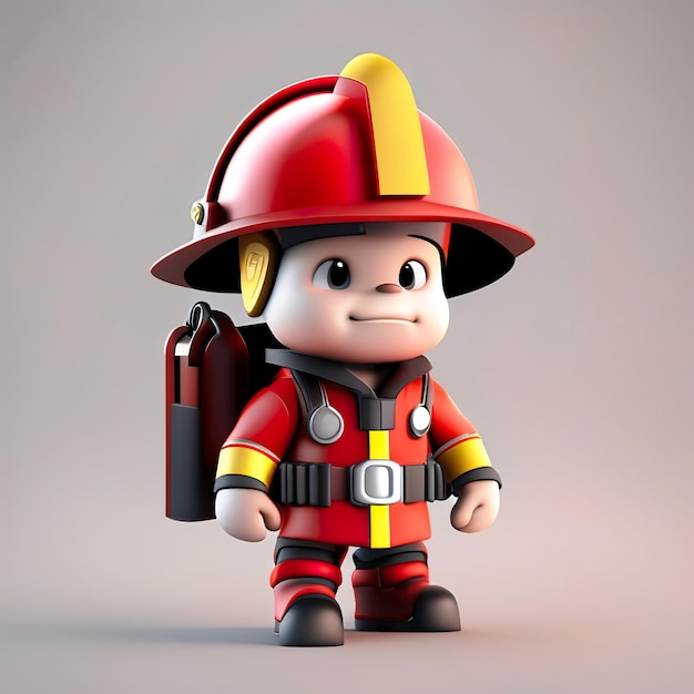 Firefighter character with uniform and helmet in 3d Generative AI