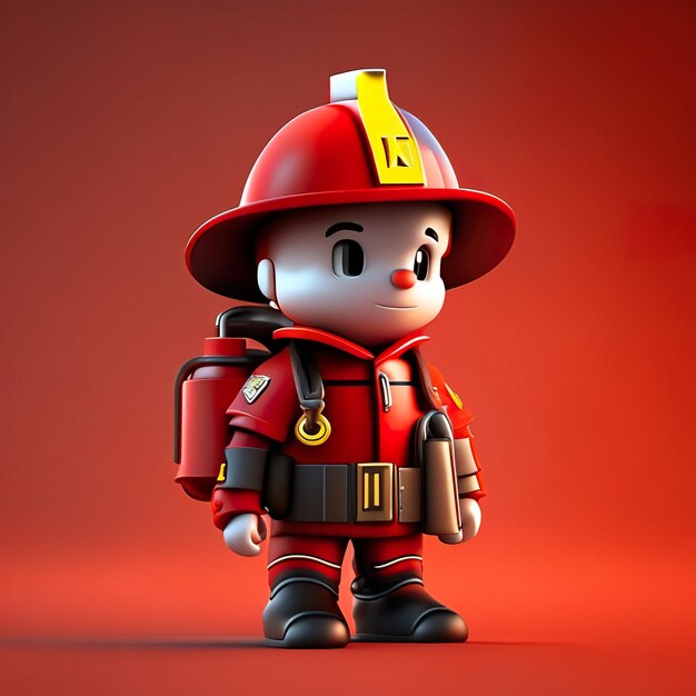 Firefighter character with uniform and helmet in 3d generative ai