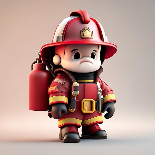 Photo firefighter character with uniform and helmet in 3d generative ai