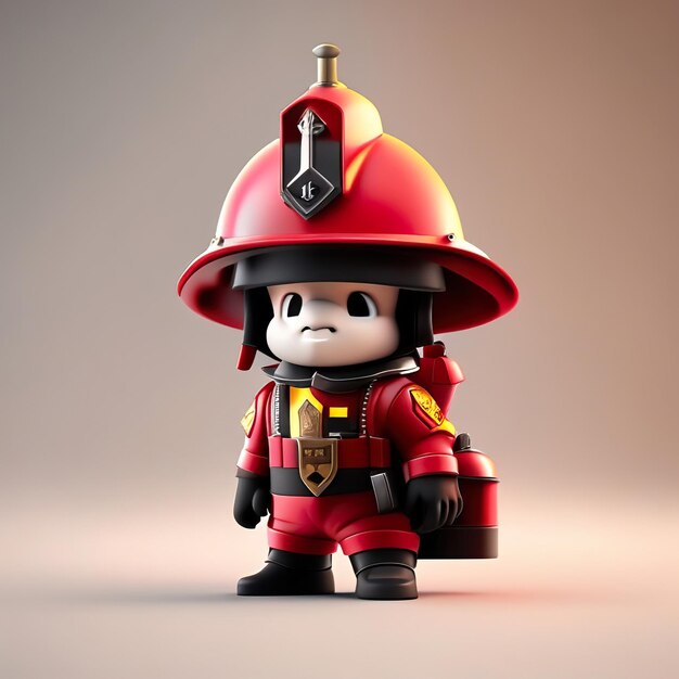 Firefighter character with uniform and helmet in 3d generative ai