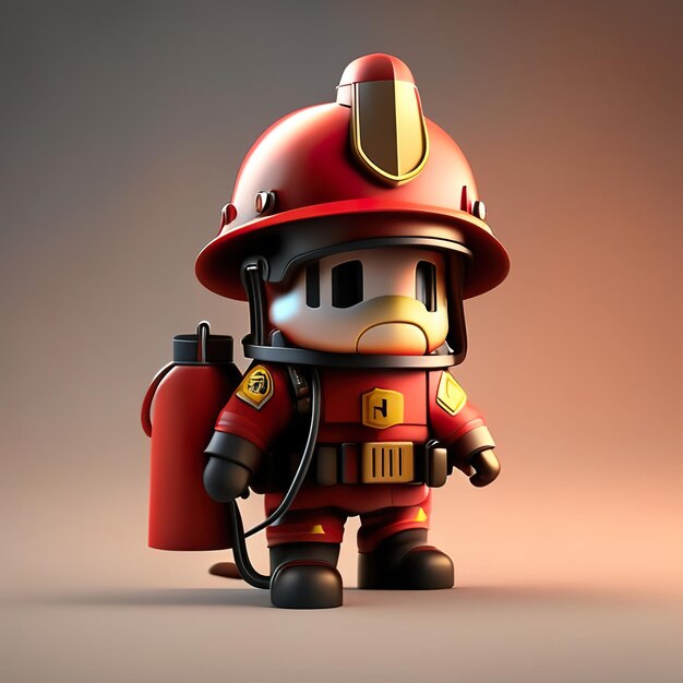 Photo firefighter character with uniform and helmet in 3d generative ai