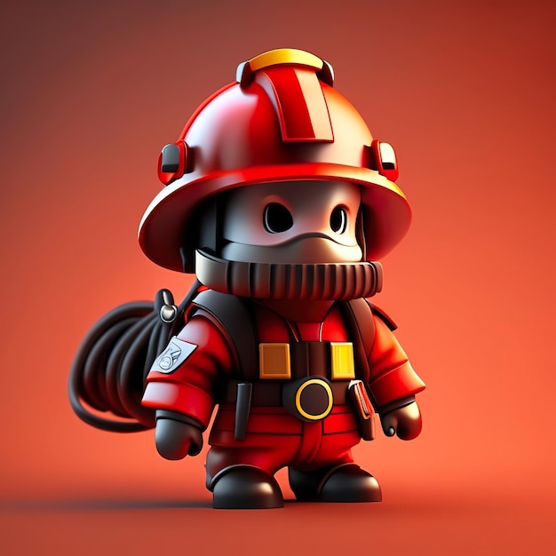 Firefighter character with uniform and helmet in 3d Generative AI