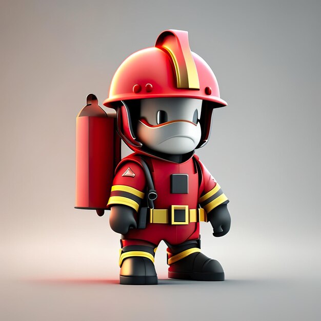 Photo firefighter character with uniform and helmet in 3d generative ai