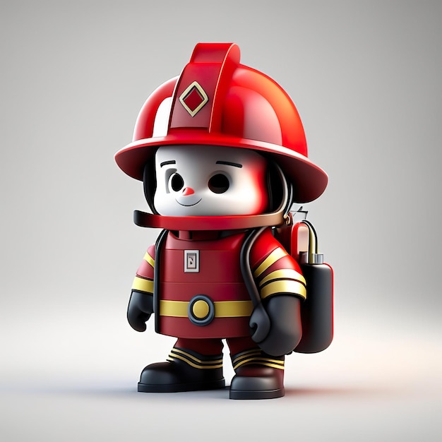 Firefighter character with uniform and helmet in 3d Generative AI