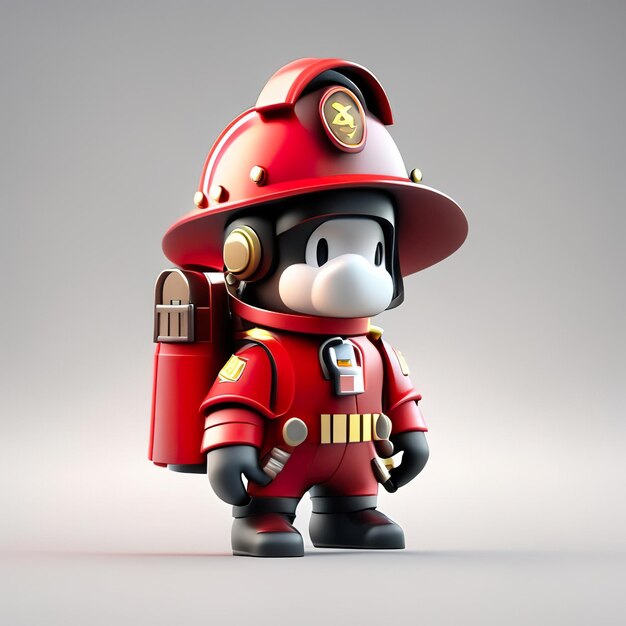 Firefighter character with uniform and helmet in 3d generative ai