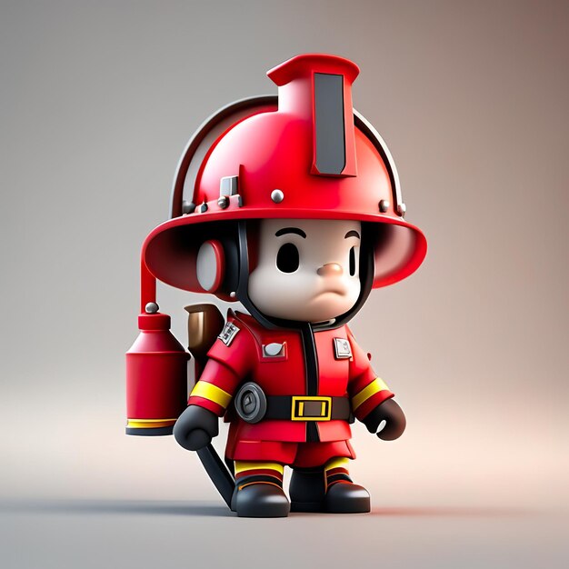 Firefighter character with uniform and helmet in 3d Generative AI