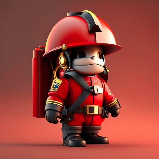 Photo firefighter character with uniform and helmet in 3d generative ai