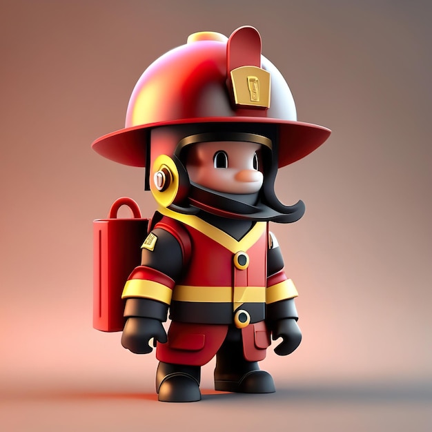 Photo firefighter character with uniform and helmet in 3d generative ai