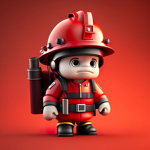 Photo firefighter character with uniform and helmet in 3d generative ai