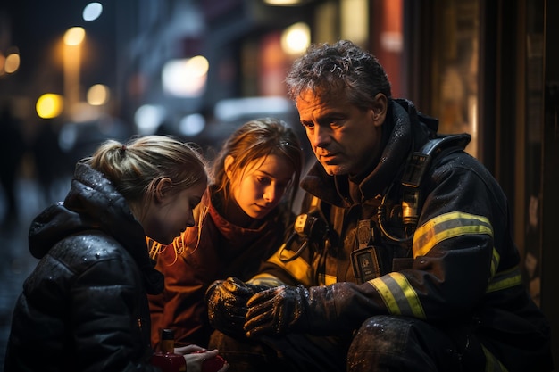 Firefighter Comforting A Victims Family Generative AI