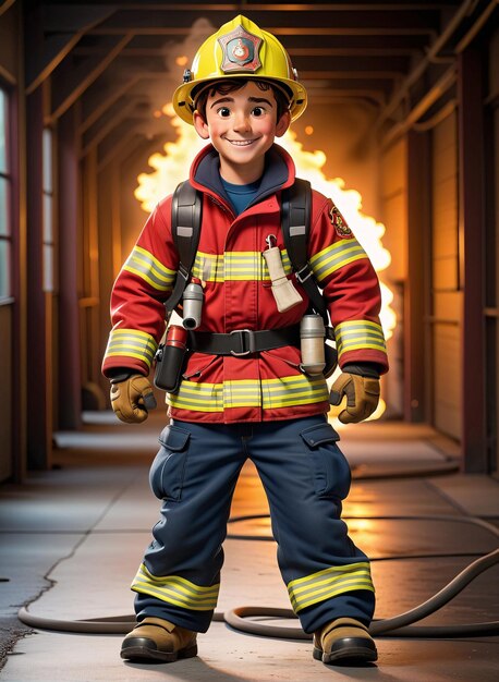 Photo a firefighter in a fire station