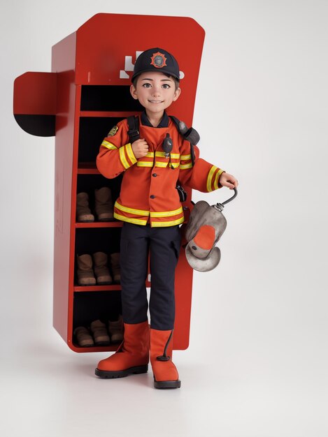 a firefighter in a fireman costume