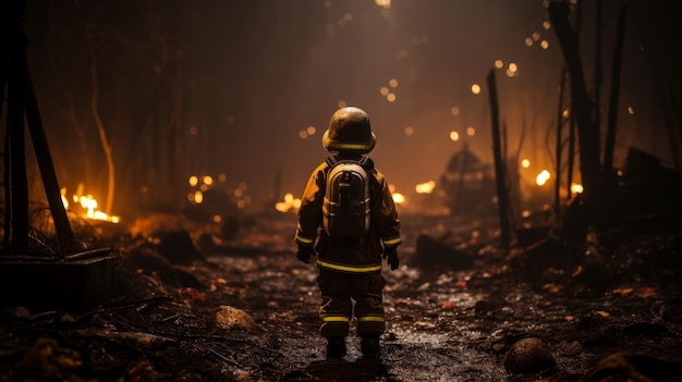 Firefighter in Forest