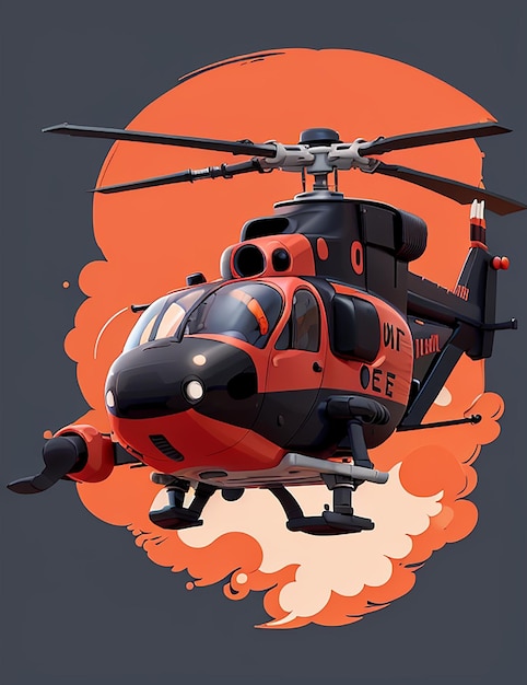 Изображение пожарного вертолета Ai для дизайна футболки