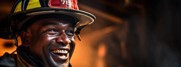 Photo firefighter portrait on duty