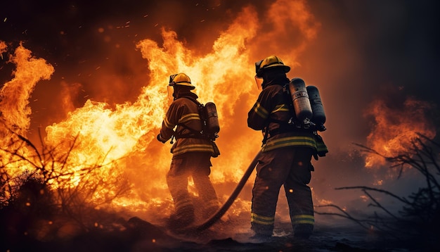 Пожарные тушат пожары с помощью водопроводных шлангов, огнетушителей и водяных насосов