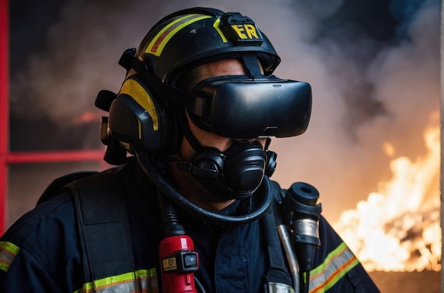 Firefighter ready for action in a drill