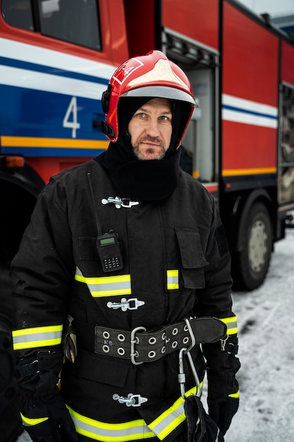 Photo firefighter ready for his mission