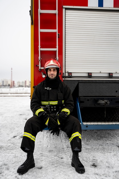 Firefighter ready for his mission