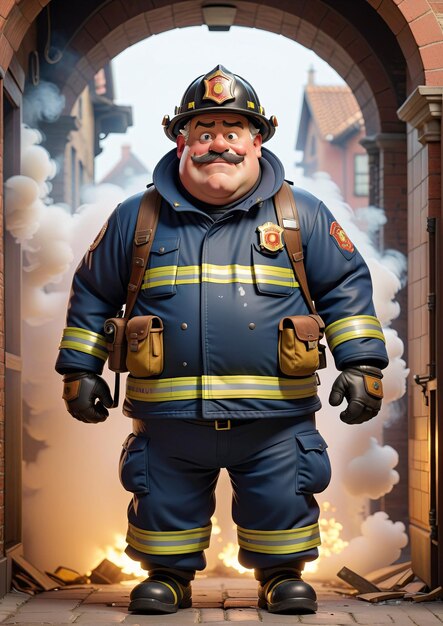 a firefighter standing in front of a fire