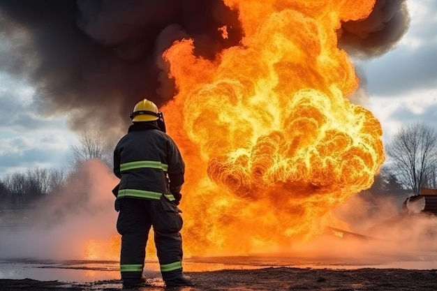 Фото Обучение пожарных тушению большого пожара