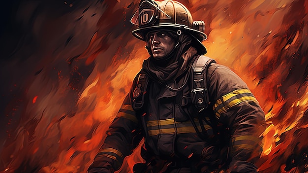 firefighter valor digital art illustration Generative AI