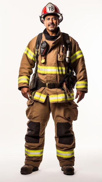 Photo a firefighter wearing a fire suit and firefighter uniform