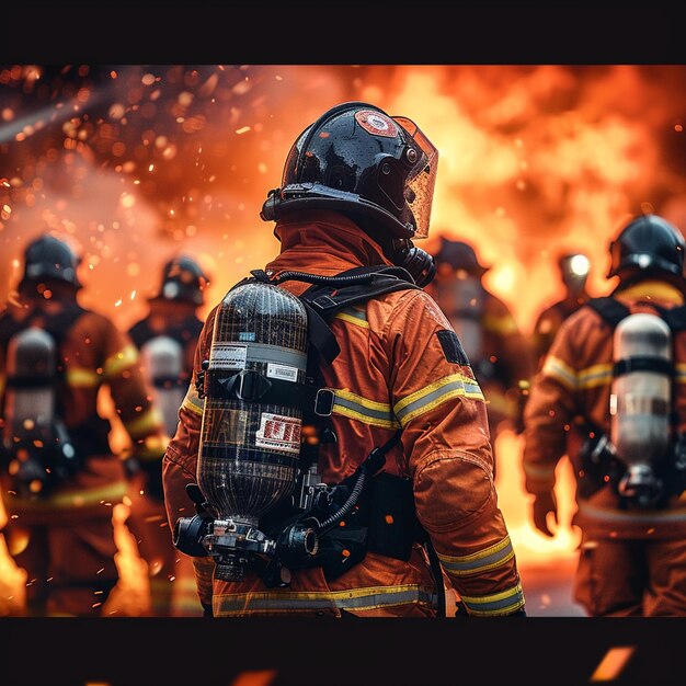 Photo a firefighter wearing a fire suit with the number 17 on it