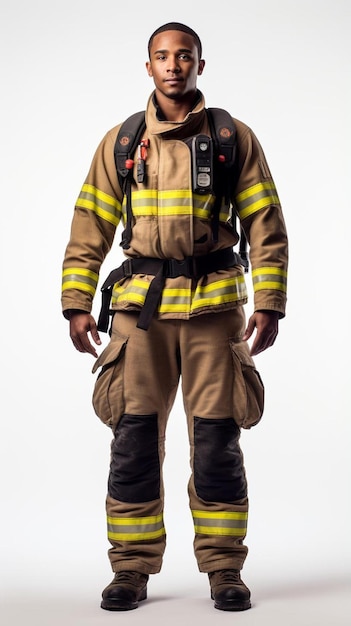 Photo a firefighter wearing a firefighter uniform and firefighter uniform
