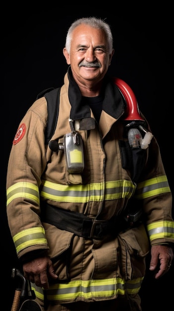 Foto un pompiere che indossa un'uniforme di pompiere con il numero 1 su di esso