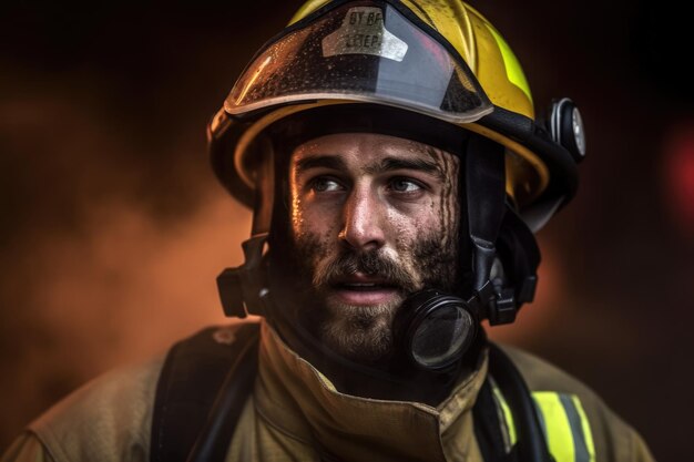 A firefighter wearing a helmet and goggles