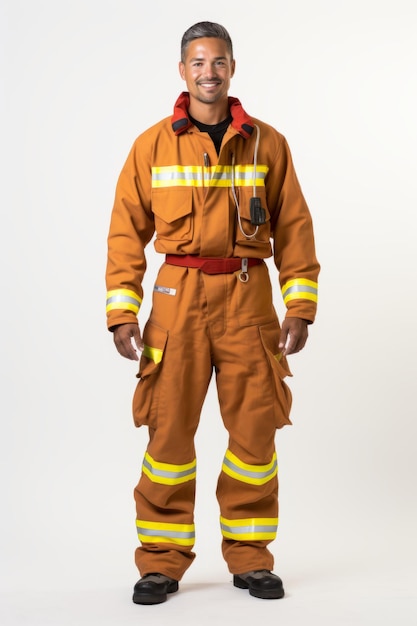 Firefighter Wearing Protective Firefighting Suit