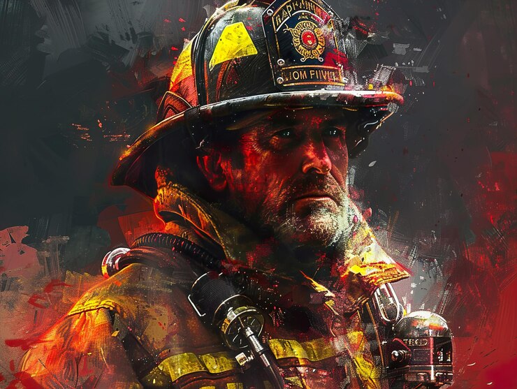 Photo a firefighter wears a fireman hat and wears a fireman hat
