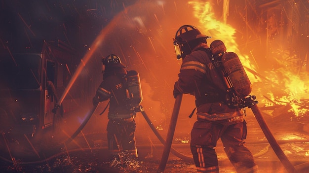 Firefighters in action extinguishing a blaze illustrating the core duty of  a fire department | Premium Photo