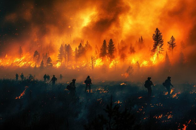 Photo firefighters combat wildfires driven by climate change