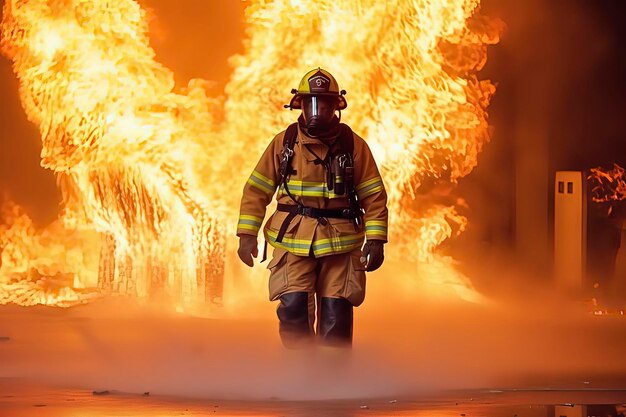 Photo firefighters extinguishing the fire at the scene ai technology generated image