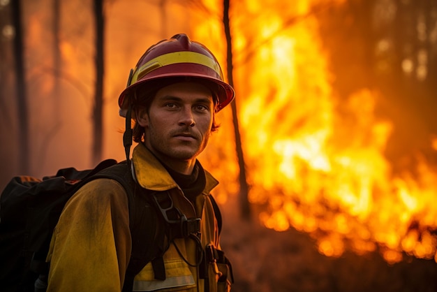 Firefighters on a forest fire