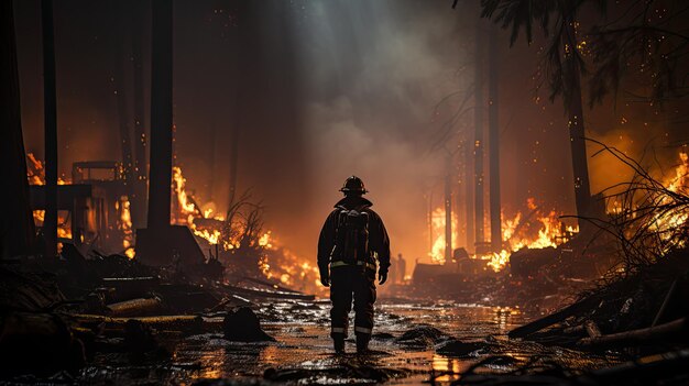 a firefighters at the location of fires